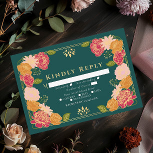 Green Fantasy Enchanted Garden Wedding RSVP  Card
