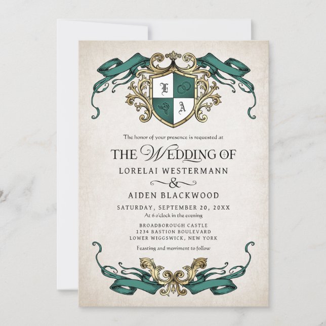 Green Fantasy Royal Fairytale Wedding Invitation (Front)