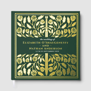 Green Fantasy Royal Medieval Sword Wedding Foil Guest Book