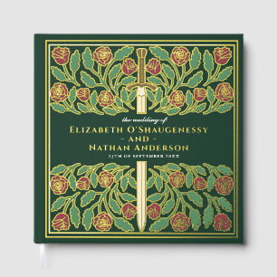 Green Fantasy Royal Medieval Sword Wedding Foil Guest Book