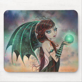 Green Fantasy Vampire Fairy Art Mouse Pad