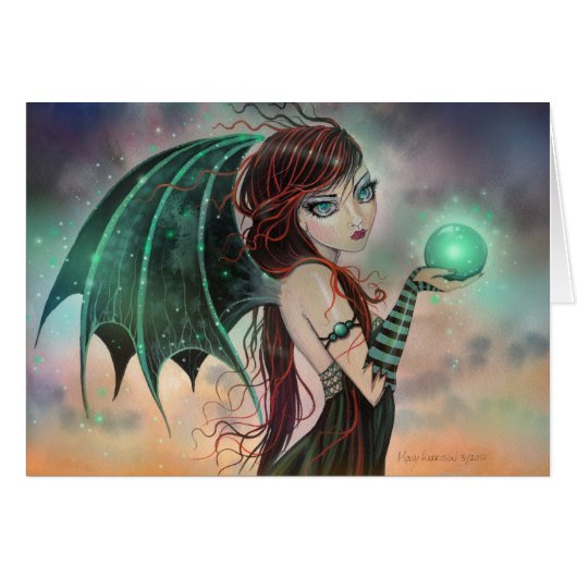 Green Fantasy Vampire Gothic Fairy Art Cards (Front Horizontal)