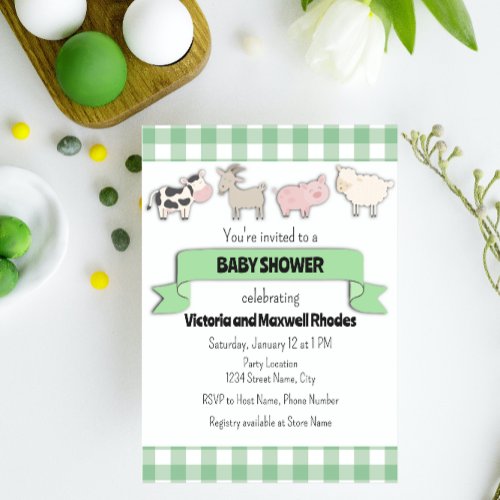 Green Farm Baby Shower Invitation