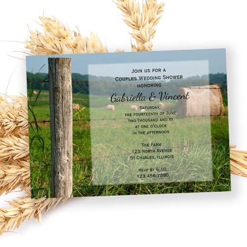 Green Farm Pastures Country Couples Wedding Shower Invitation