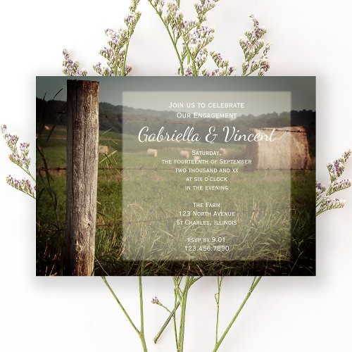 Green Farm Pastures Country Engagement Party Invitation