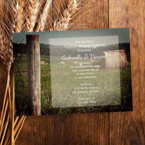 Green Farm Pastures Ranch Couples Wedding Shower Invitation