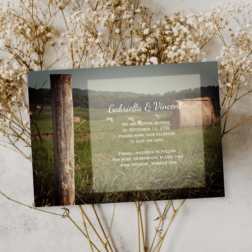 Green Farm Pastures Ranch Wedding Save the Date  Invitation