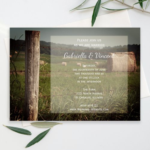 Green Farm Pastures Rural Country Wedding Invitation