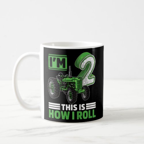 Green Farm Tractor 2nd Birthday Gift 2 Year Old Fa Coffee Mug