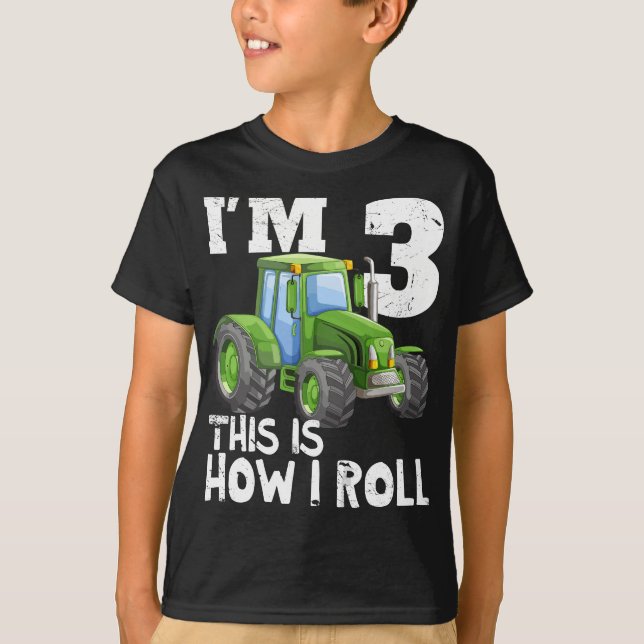 Green Farm Tractor 3rd Birthday Party Gift 3 Year  T-Shirt (Front)
