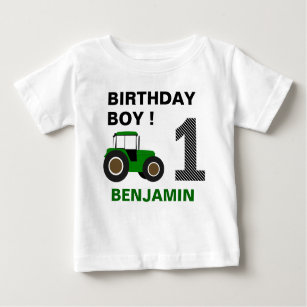 Green Farm Tractor Birthday Party Baby T-Shirt