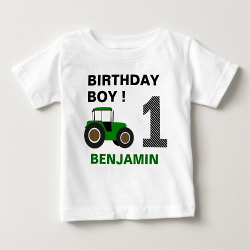 Green Farm Tractor Birthday Party Baby T_Shirt