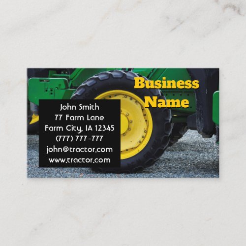 Green Farm Tractor Black Business Card