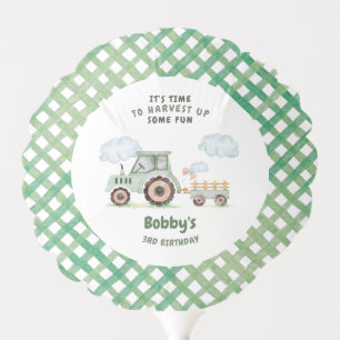 Green Farm Tractor Boys Any Age Birthday Balloon