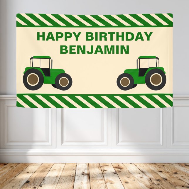 Green Farm Tractor Kids Birthday Party Banner (Creator Uploaded)