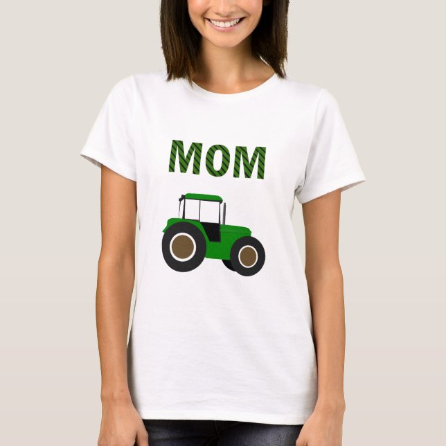 Green Farm Tractor Kids Birthday Party Mom T-Shirt (Front)