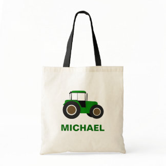 Green Farm Tractor Kids Tote Bag