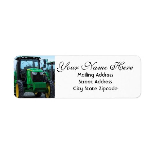 Green Farm Tractor Return Address Label