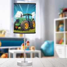 Green Farm Tractor Scene Cartoon
