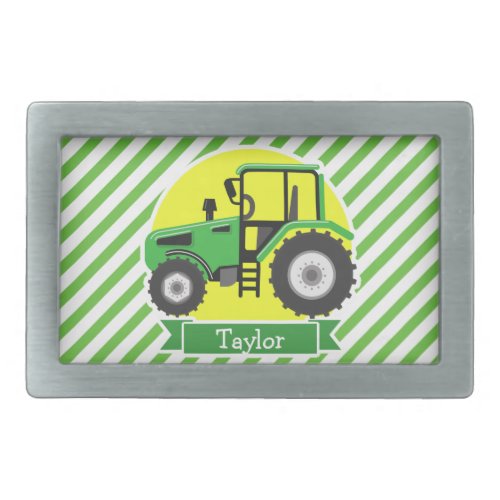 Green Farm Tractor with Yellow  Green  White Belt Buckle