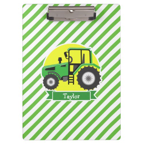 Green Farm Tractor with Yellow  Green  White Clipboard