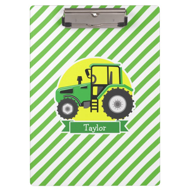Green Farm Tractor with Yellow;  Green & White Clipboard (Front)