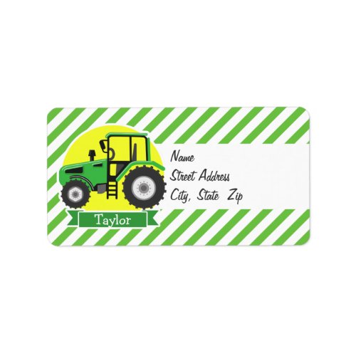 Green Farm Tractor with Yellow  Green  White Label