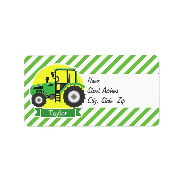 Green Farm Tractor with Yellow;  Green & White Label (Front)