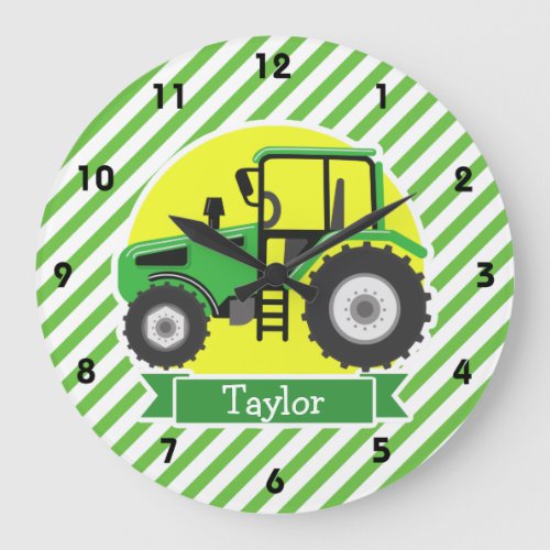 Green Farm Tractor with Yellow  Green  White Large Clock