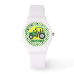 Green Farm Tractor With Yellow;  Green &amp; White Watch at Zazzle