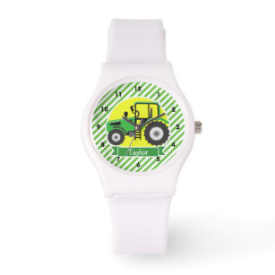 Green Farm Tractor with Yellow;  Green & White Watch