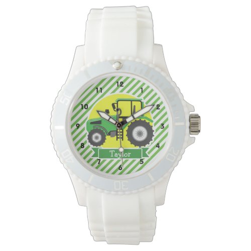 Green Farm Tractor with Yellow;  Green &amp; White Watch