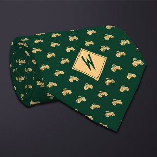 Green Farmer Tractor Neck Tie