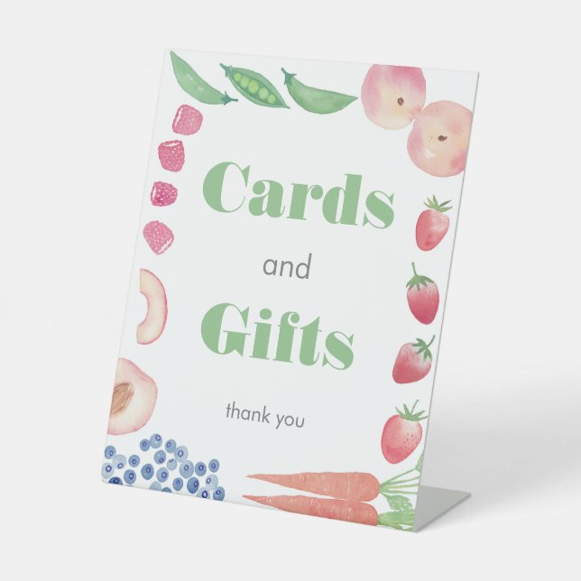 Green Farmer's Market Baby Shower Cards & Gifts Pedestal Sign (Front)