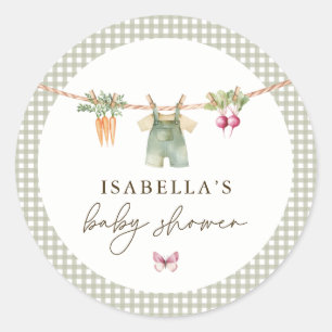Green Farmers Market Baby Shower Favor Sticker
