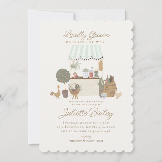 Green Farmers Market Farm Baby Shower Invitation (Front)