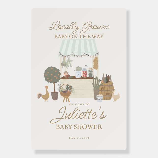 Green Farmers Market Farm Baby Shower Welcome Foam Board (Front)