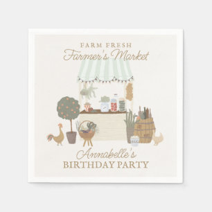 Green Farmers Market Farm Fresh Birthday Party Napkins