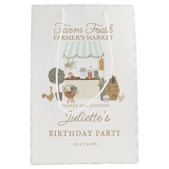 Green Farmers Market Locally Grow Birthday Favor Medium Gift Bag (Front)