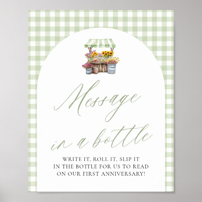 Green Farmers Market Message In A Bottle Sign (Front)