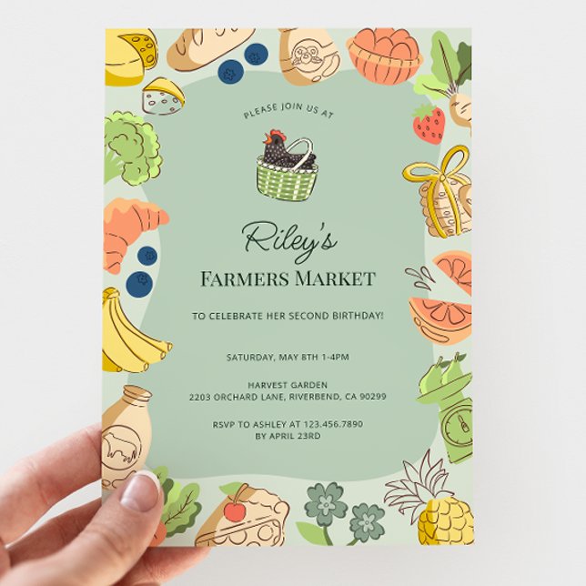 Green Farmers Market Organic Farm Fresh Birthday Invitation (Creator Uploaded)