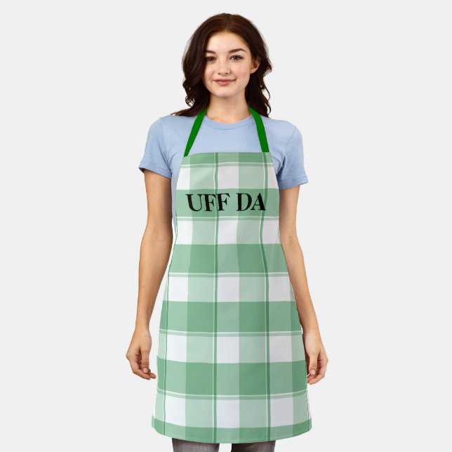 Green Farmhouse Uff Da All-Over Print Apron (Worn)