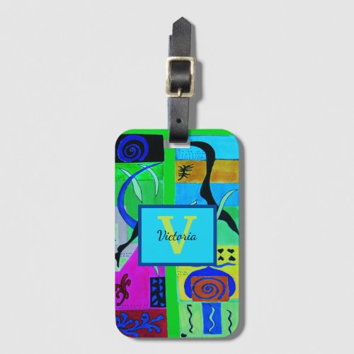 Green Fashion Abstract Inspiration From Matisse Luggage Tag