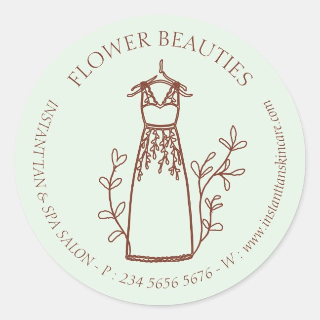 green Fashion Prom Dress Seamstress Tailor Classic Round Sticker