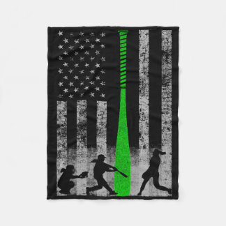 Green Fastpitch Softll Flag - Softll Player On Fla Fleece Blanket