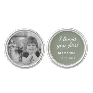 Green Father of the Bride I loved you first Photo Cufflinks