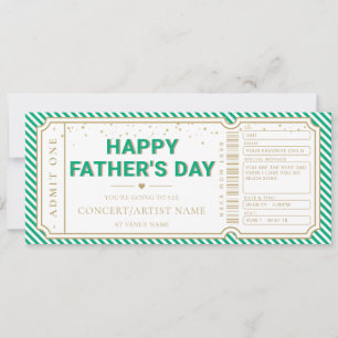 Green Father's Day Concert Ticket Gift Voucher Invitation
