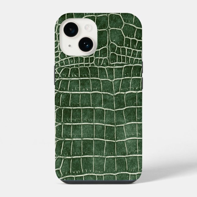 Green Faux Crocodile Iphone Case (Back)