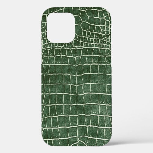 Green Faux Crocodile Leather iPhone 12 Case