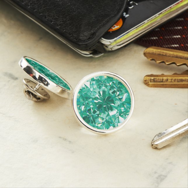 Green Faux Diamonds Glitter Lapel Pin (In Situ)